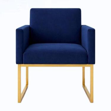 Imagem de 1 Poltrona para Recepção Lina com Base de Ferro Dourado Resistente - M