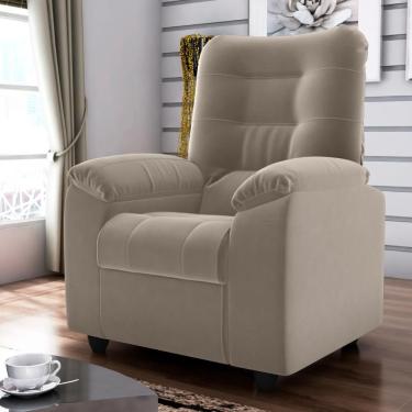 Imagem de Poltrona Reclinável Dallas Veludo Light Fibra Siliconada Cappuccino Mais de Casa