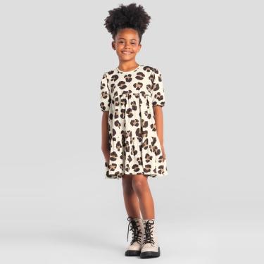 Imagem de Vestido infantil menina animal print em cotton Brandili-Feminino