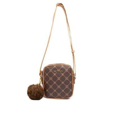 Imagem de Bolsa Feminina Rafitthy Shoulder Bag Pompom Pequena Marrom-Feminino