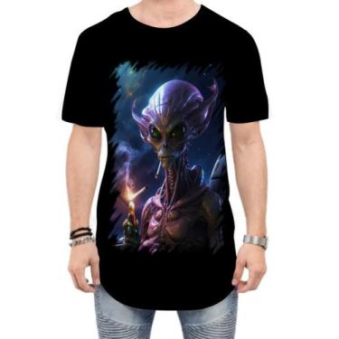 Imagem de Camiseta Longline Alien ET Fumando Alienígena 4 - Kasubeck Store®, GG