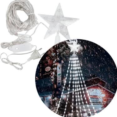 Imagem de Ponteira de Árvore de Natal Cordão de Leds Estilo Estrela com 8 Funções Bivolt 110V-220...