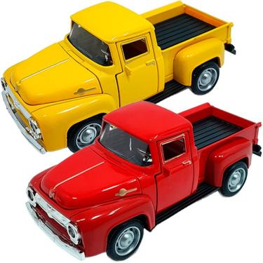 Imagem de Miniatura de Carrinho Colecionável Ford F-100 Pickup Kit 2PÇS em Metal Escala 1:32 Amar...