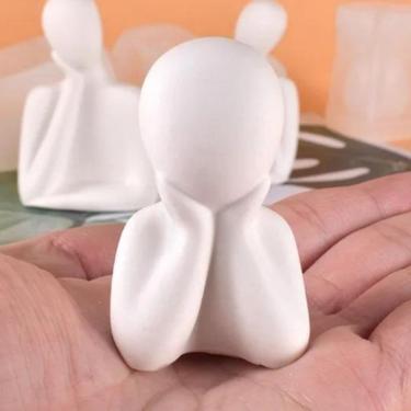 Imagem de Estatueta Decorativa Trio Estatuetas de Família Gesso Abstrata Minimalista para Sala Qu...