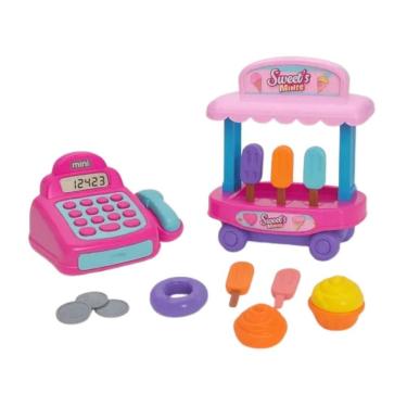 Imagem de Brinquedo Infantil Sorveteira Infantil com Caixa Registradora de Brinquedo para Brincar de Lojinha com Noções de Compra