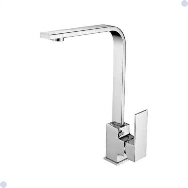 Imagem de Torneira para Cozinha Gourmet Slim Quadrada Monocomando de Bancada em Latão Cromado par...