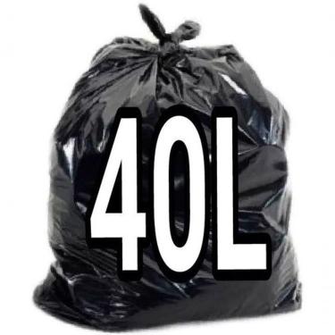 Imagem de Saco para Lixo Saco de Lixo 40 Litros Preto 100 Unid Resistente Parede Dupla para Lixo...