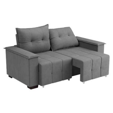 Imagem de Sofá 3 Lugares Retrátil e Reclinável Slim Suede Cinza - Modern