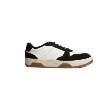 Imagem de Sapatênis Masculino Casual em Couro e Nobuck AC Jeans Preto e Branco, 