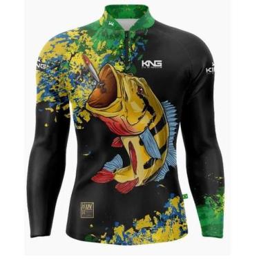Imagem de Camisa Pesca Camiseta Manga Longa Proteção UV 50 King Brasil, Kff646, 