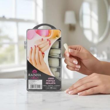 Imagem de Kit 200 Unhas Postiça Realista Branca Rainha Chic