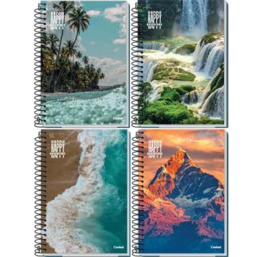 Imagem de Kit 4 Cadernos Espiral Capa Dura - 1x1 - Happy Adventure - 96 Folhas -