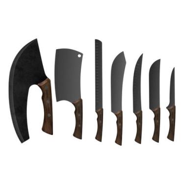Imagem de Kit Facas Churrasco Black Collection Inox Tramontina C/ Cortador Multi