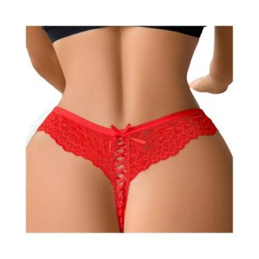 Imagem de Lingerie Íntima Feminina Sexy Com Estampa Floral E Laço, G-string De C