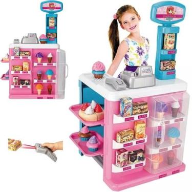 Imagem de Mercado Confeitaria Mágica Caixa Registradora Infantil Rosa com Acessó