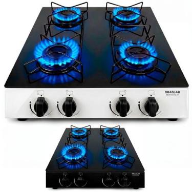 Imagem de Fogão Cooktop Asiático Vidro 4 Bocas Braslar, Branco
