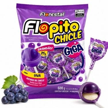 Imagem de PIRULITO FLORESTAL FLOPITO GIGA CHICLETE 600g UVA