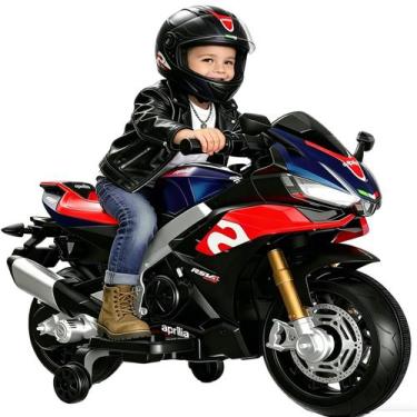 Imagem de Moto Elétrica Infantil JINXIONGTOY Aprilia 12V com Rodinhas de Apoio