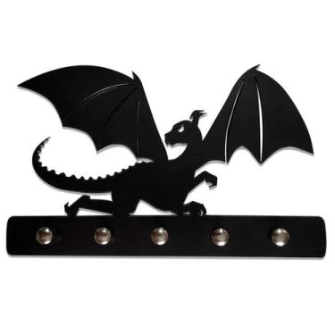 Imagem de Porta Chaves Criativo Dragão Decoração Geek - Geek Vip, Preto