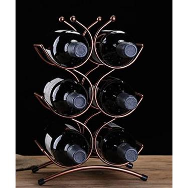 Imagem de Suporte de garrafa de vinho criativo com várias garrafas, suporte de vinho de ferro forjado para garrafas de vinho, prateleira de exibição para decoração de casa (cor: 1)