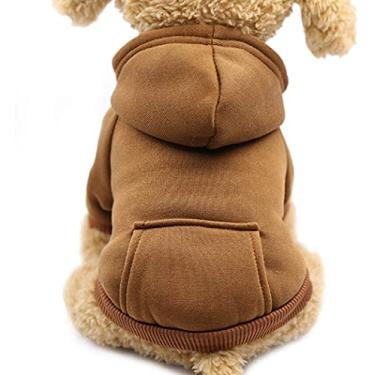 Imagem de Idepet Roupas para cães de estimação com capuz para cães pequenos roupas chihuahua casaco quente jaqueta outono filhote roupas gatos roupas para cães (PP, café)