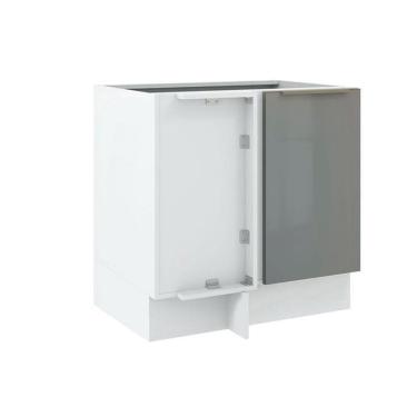 Imagem de Balcão de Canto Madesa Lux 1 Porta Branco Cinza