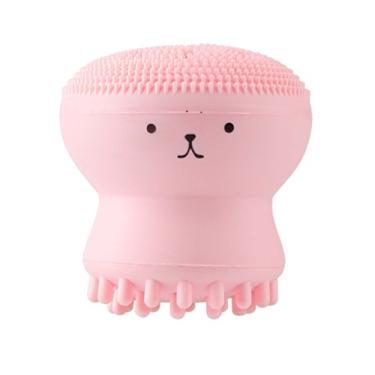 Imagem de Escova de limpeza facial de silicone em formato de polvo pequeno adorável e fofo para limpeza dos poros escova para lavar o rosto