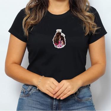 Imagem de Camiseta Feminina Mae e Filha Rainha e Princesa Blusa preta de algodao estampada