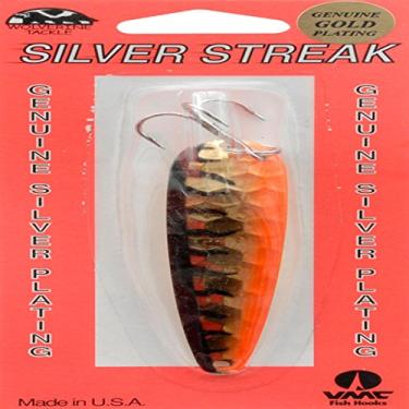 Imagem de Wolverine Isca de colher de pesca de frango com listras prateadas, laranja/marrom, 15 ml