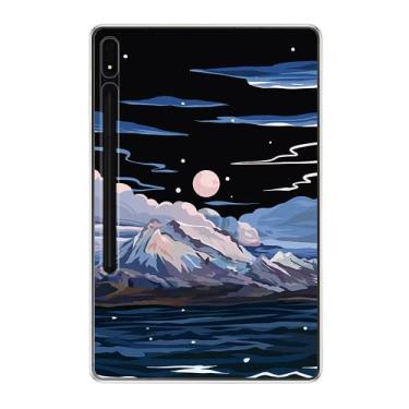 Imagem de ZiEuooo Capa protetora de silicone macio compatível com Samsung Tablet Galaxy S8 Plus ultra fina leve e bonita pintura de paisagem da moda (montanha, S8 Ultra X900 X906)