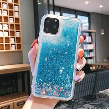 Imagem de Capa de telefone com lantejoulas Love Heart para iPhone 12 13 11 Pro XSMax XR 7 8 Plus Capa Líquida Dinâmica Transparente Capa TPU Macia, Azul, Para i7 Plus ou 8 P