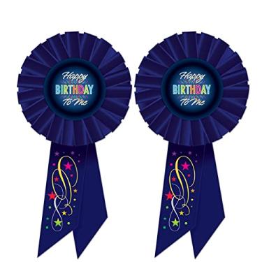 Imagem de Beistle 2 peças de tecido de cetim Happy Birthday to Me, fitas para lembrancinhas de festa, suprimentos e decorações, 16,5 x 8,2 cm, multicolorido