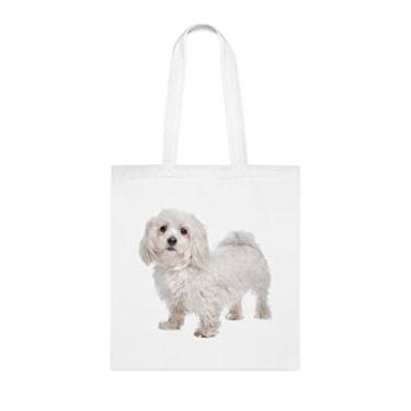 Imagem de Bolsa para cachorro, sacola para cachorro maltês, presente para cachorro maltês, presente para cachorro maltês, aniversário de cachorro maltês bolsa de ombro para cachorro maltês, bolsa reutilizável para cachorro maltês, Branco