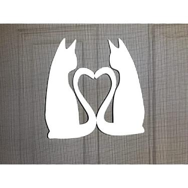 Imagem de DCentral Decoração de tela flexível "Cats and Love"; para telas não retráteis, multiuso, dupla face, ajuda a parar de entrar nas telas, cobre pequenos rasgos em telas, tamanho 15,24 cm x 15,24 cm