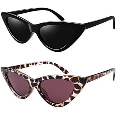 Imagem de Joopin Óculos De Sol Feminino Vintage Olho De Gato Polarizadas Retrô Cateye Mulheres Óculos Escuros (Leopardo Preto+Branco)