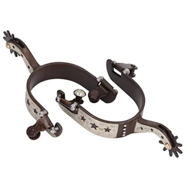 Imagem de Esporas de cavalo,1 par de esporas de cowboy ocidentais de a?o inoxid¨¢vel, esporas de engrenagem requintadas acess¨®rios de engrenagem equestre para botas equestres homens mulheres cavaleiro aman