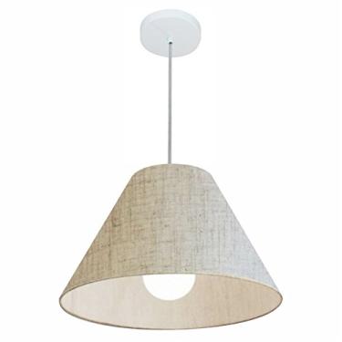 Imagem de Lustre Pendente Cone Cúpula Tecido 25/40x15 cm, Vivare Iluminação, Pendente4078 RST, Rustico Bege, Médio