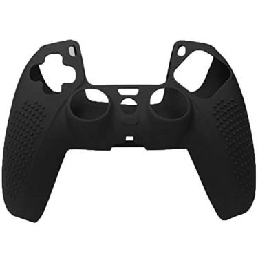 Imagem de Capa para gamepad à prova de poeira, capa de silicone TwiHill de material leve, Gamers anti-extrusão à prova de suor para PS5 (Preto)