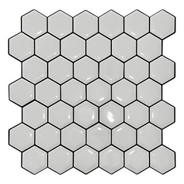 Imagem de Pastilha Adesiva Resinada, Colmeia Branca Rejunte, Cromo Sign, Preto, 18,5x18,5 Kit 4 Placas