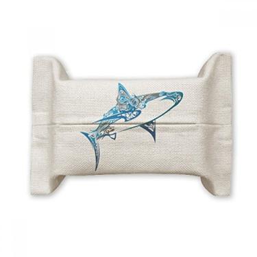 Imagem de Bolsa de linho de algodão para lenços faciais de peixe Biologia do Oceano Azul