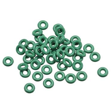 Imagem de Anéis de vedação de borracha fluorina Uxcell, 5 mm OD 2 mm ID 1,5 mm de largura FKM para encanamento de máquinas de veículos, verde, pacote com 50