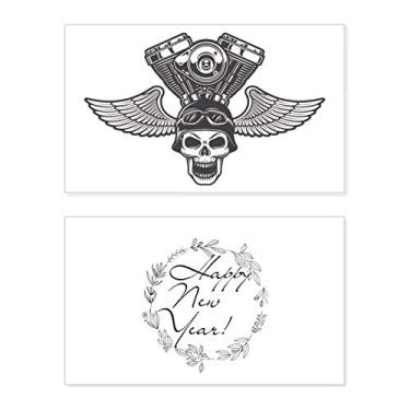 Imagem de Óculos de luz esqueleto padrão motocicleta ano novo festival felicitações cartão Bless mensagem presente