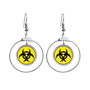 Imagem de Danger Chemical Radiation Symbol Brincos Pendentes Joias Círculo Drop