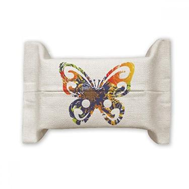 Imagem de Bolsa de linho de algodão com flores em borboleta, suporte para cobertura de papel para lenços faciais