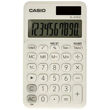 Imagem de Calculadora Portátil com Visor Amplo 10 Dígitos e Alimentação Dupla, Casio, Branca