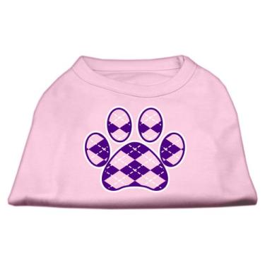 Imagem de Mirage Pet Products Camisa roxa com estampa de pata Argyle rosa claro XGG (18)