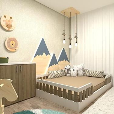 Imagem de Kit com Cama Casal e Armário Baixo Montessoriano Yescasa Branco/carvalho Mel