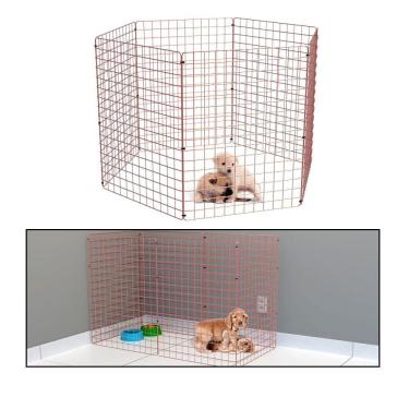 Imagem de Cercado Móvel para Cachorro Coelho 6 Telas 80cm Altura Cercadinho Pet para Adestrar Filhotes Rose