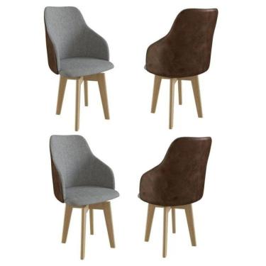 Imagem de Kit 4 Cadeiras Giratórias para Sala de Jantar Anne Yescasa Cinza/Marrom