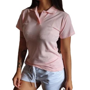 Imagem de Kit 4 Polo Feminina Camiseta Baby Look Piquet Piquê Cores Variadas Ata
